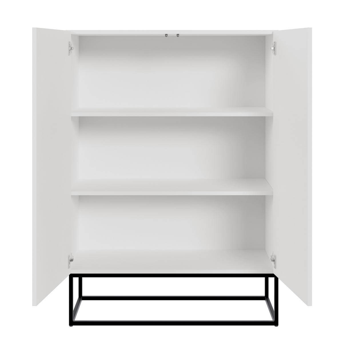 HIGHBOARD Veldio Weiß mit schwarzen Beinen 90 cm - Schwarz/Weiß, Holzwerkstoff/Metall (125/90/38cm) - Selsey