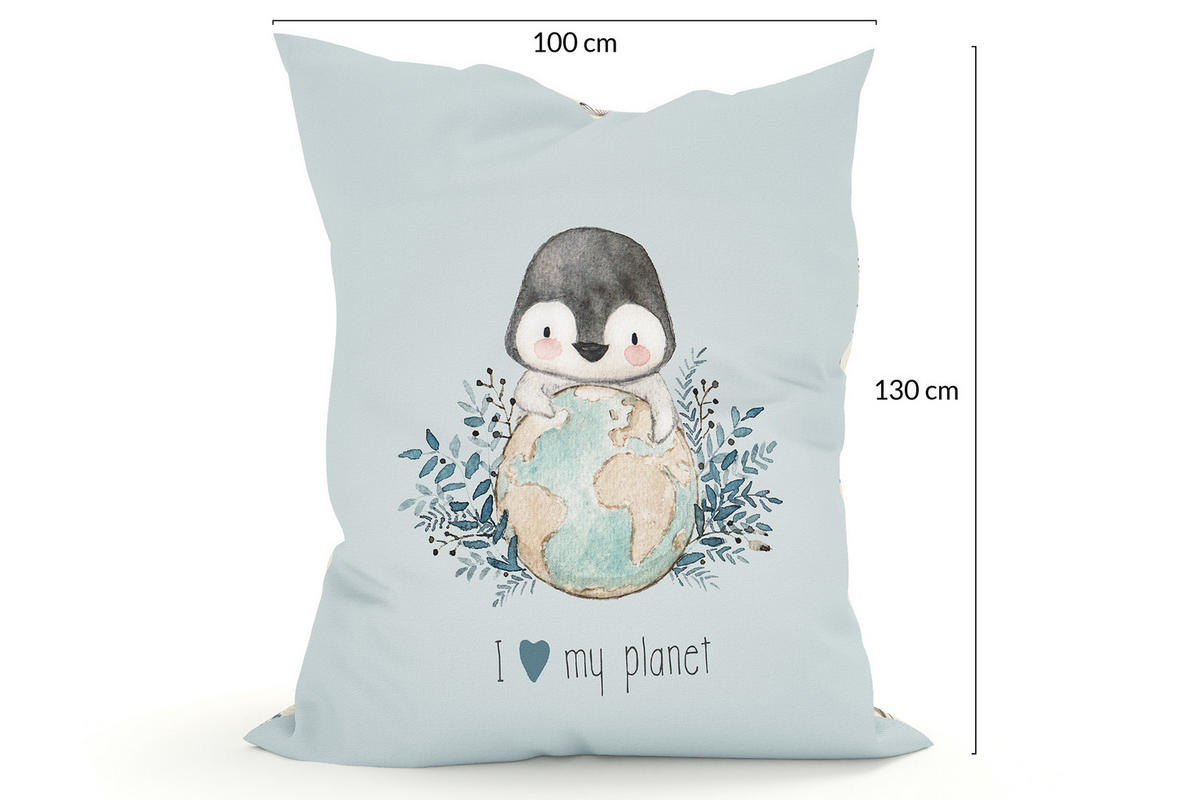 KINDER-SITZSACK - Pinguin - Pastellblau/Weiß, Textil (100/25/135cm) - Green Bean