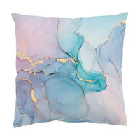 DEKOKISSEN Aquarell Pastell Türkis mit Gold 40/40 cm - Pastellblau, Textil (40/40/10cm) - Bilderwelten