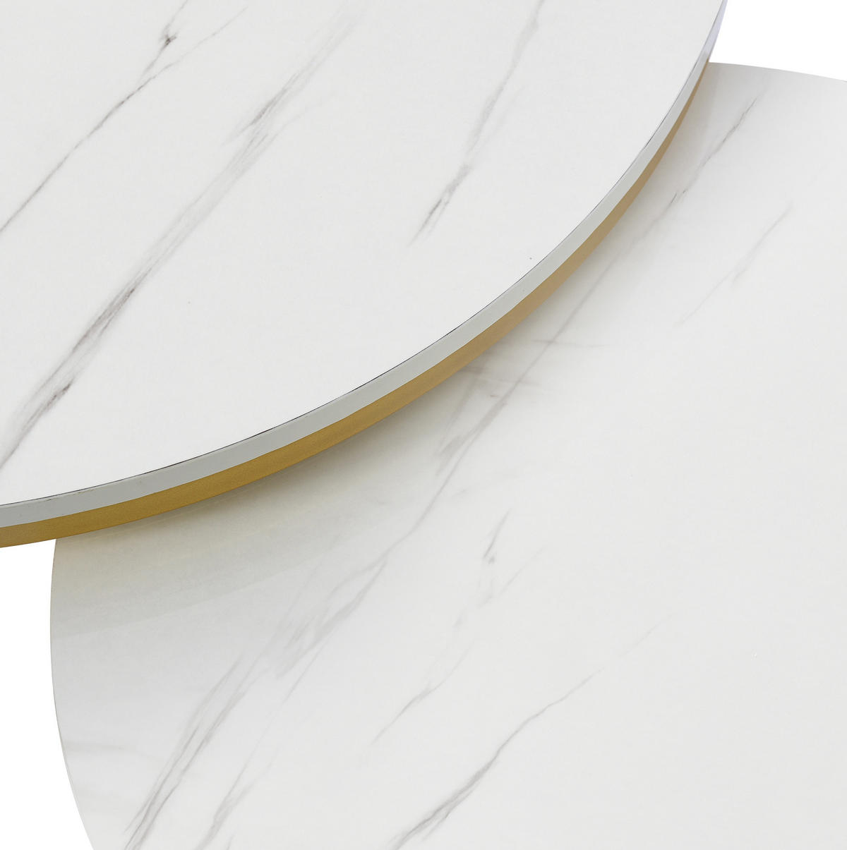 KONFERENČNÍ stolky z MDF 70x70x48/50x50x43,5 cm bílá sada 2 ks s mramorovým dekorem a zasouvacím designem - bílá, kompozitní dřevo (70/70/48cm) - Modfu