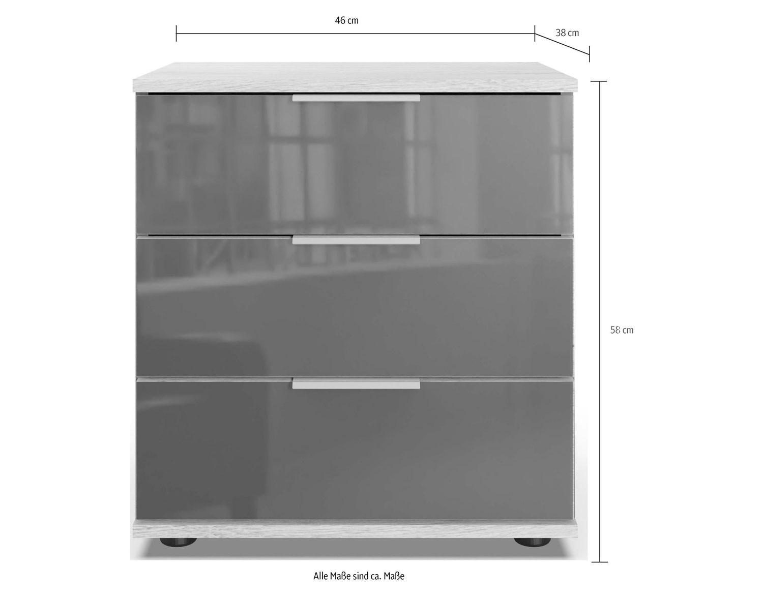 NACHTKONSOLE Saigon Plankeneiche / Glasgrau 46 / 38 / 58cm - Braun/Grau, Holz/Holzwerkstoff (46/58/38cm) - Wimex