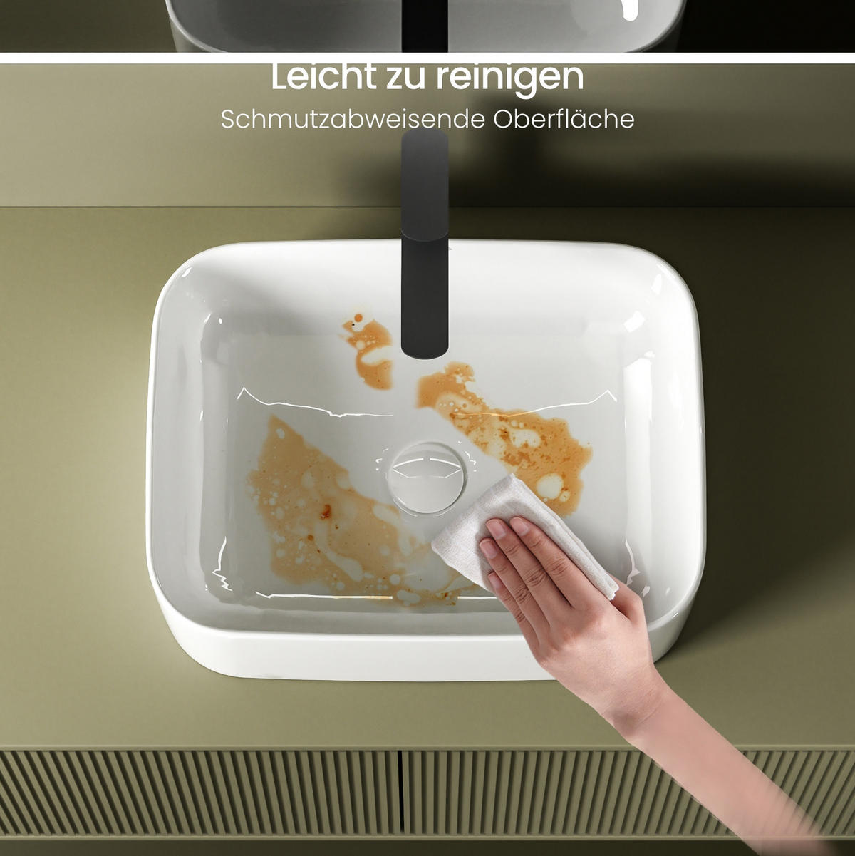 WASCHBECKEN mit pflegeleichter Oberfläche Weiß 61 / 38 / 15 cm - Weiß Hochglanz, Keramik (38/15/61cm) - EMKE