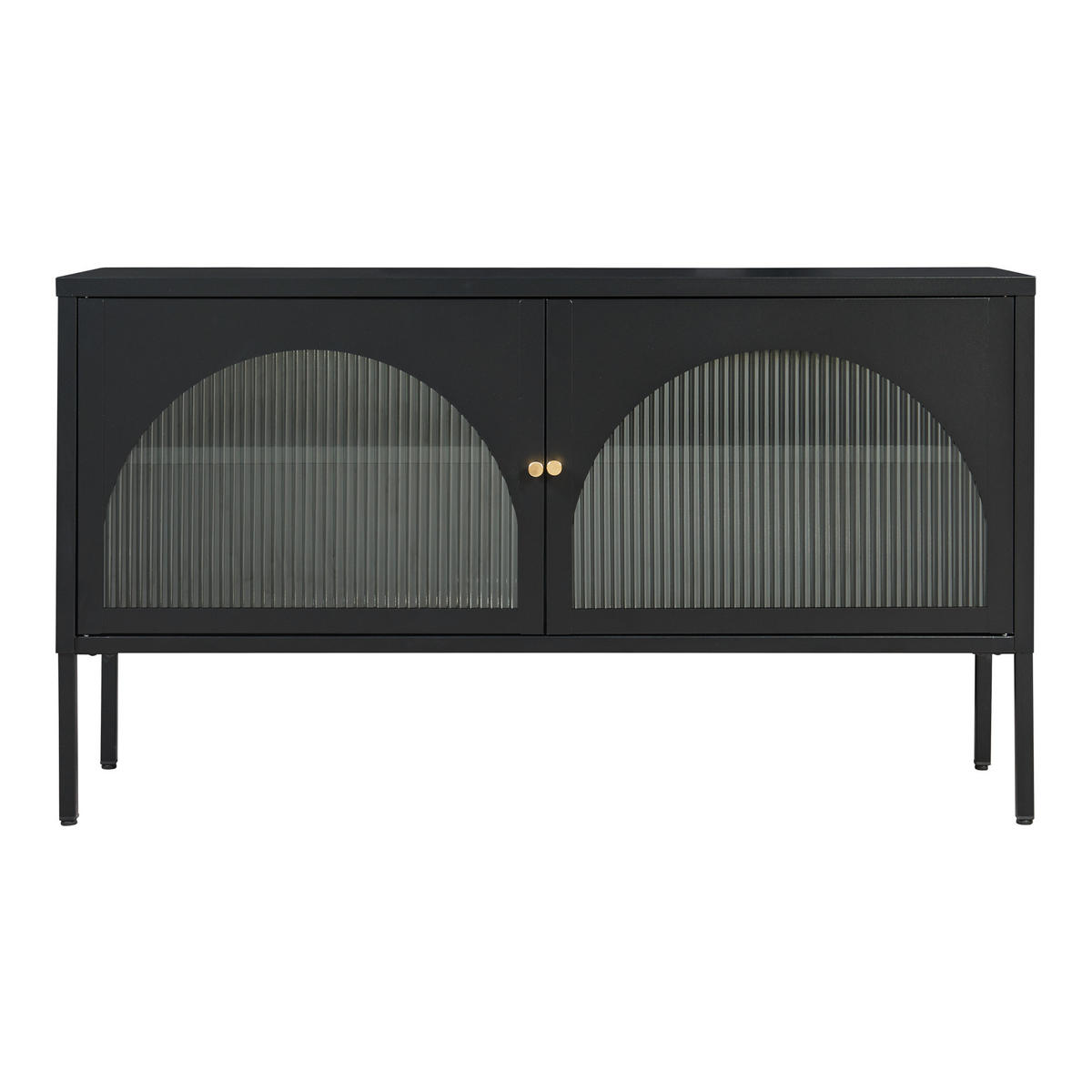 FERNSEHSCHRANK Karlskrona - Schwarz, Glas/Metall (115/64/35cm) - [en.casa]