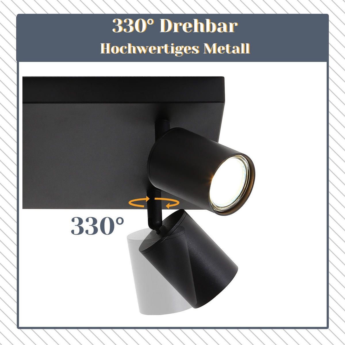 DECKENSTRAHLER Kikyo 45/24.5/10.5cm - Schwarz, Metall (45/24.5/10.5cm) - ZMH