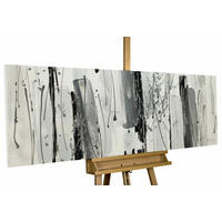 ACRYLBILD HANDGEMALT 150/50 cm - Schwarz/Grau, Holz/Textil (2/50cm) - KUNSTLOFT
