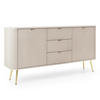 SIDEBOARD Salvia 2T 3S Beige, Gold 168/87/39 cm – mit geriffelten Fronten und hohen Beinen - Beige/Goldfarben, Holzwerkstoff/Metall (168/87/39cm) - AX Living