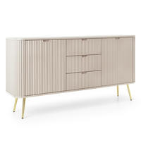SIDEBOARD Salvia 2T 3S Beige, Gold 168/87/39 cm – mit geriffelten Fronten und hohen Beinen - Beige/Goldfarben, Holzwerkstoff/Metall (168/87/39cm) - AX Living