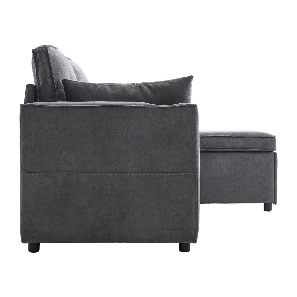 ECKSCHLAFSOFA 211/130/86 cm Grau mit Schlaffunktion, Stauraum und Getränkehalter - Grau, Textil (211/129.5cm) - Oxeza