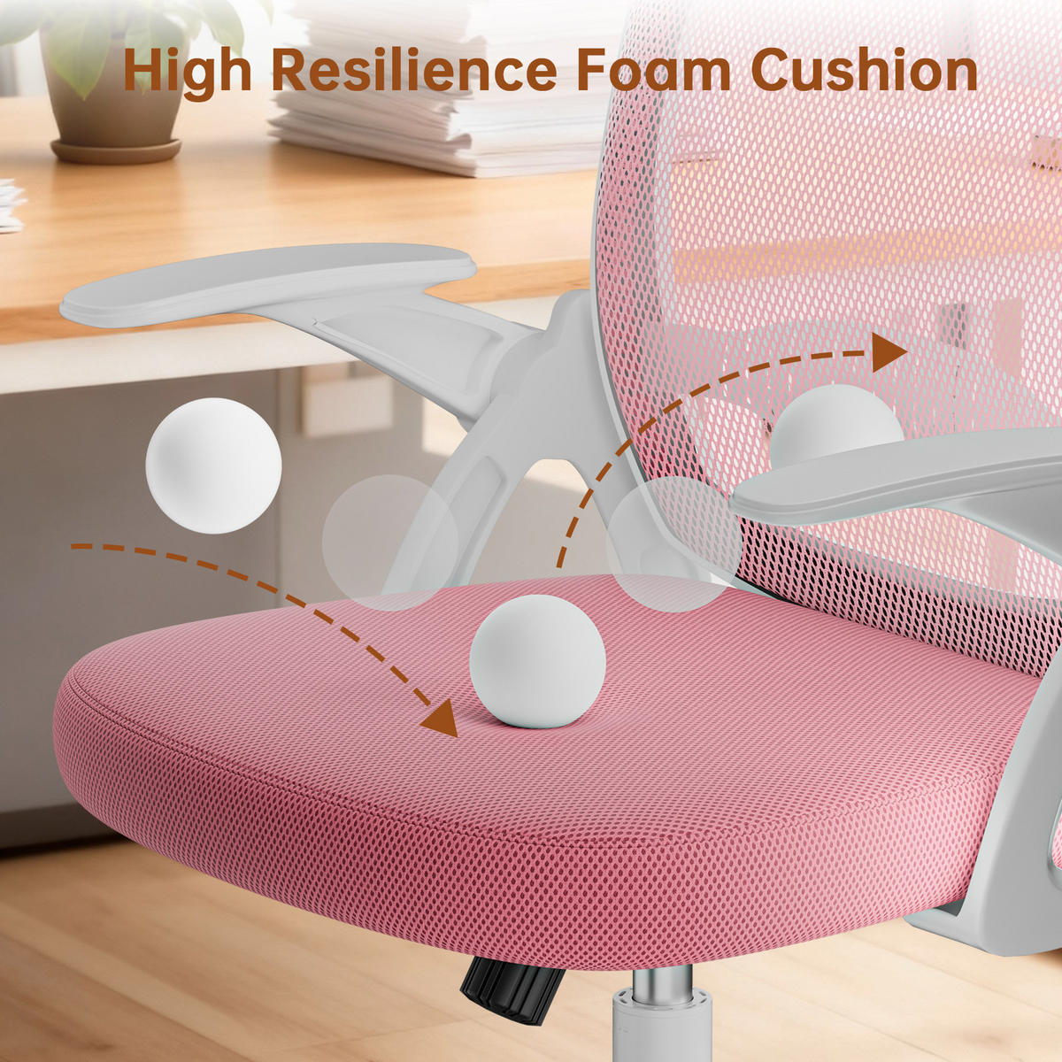 BÜROSTUHL Weiß-Pink ergonomisch mit Mesh Rückenlehne - Pink, Metall (25/53/56cm) - Rattrix