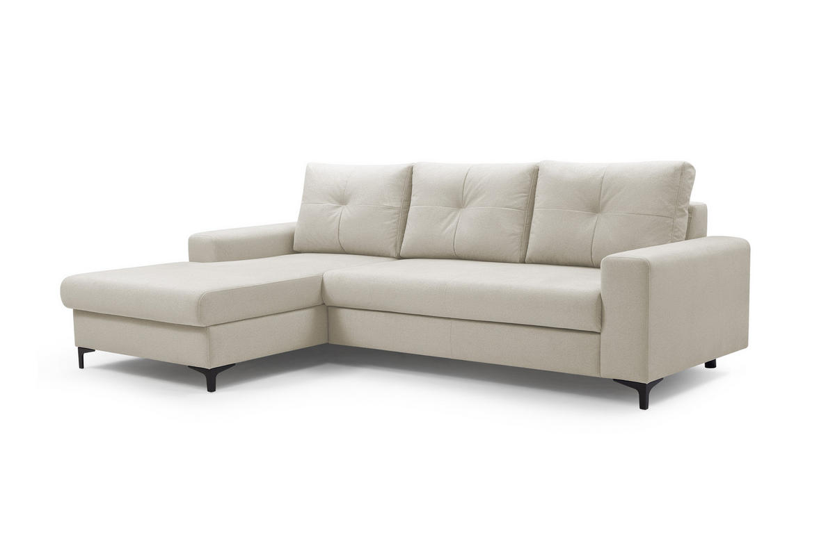 ECKSOFA AVRA L-förmig, mit Stauraumbehälter-in RINO-Stoff, Komfort & Eleganz, lose Rückenkissen, freistehend, LINKS 165x251x85 cm Beige - Beige, Holz/Textil (165/251cm) - DomoHome