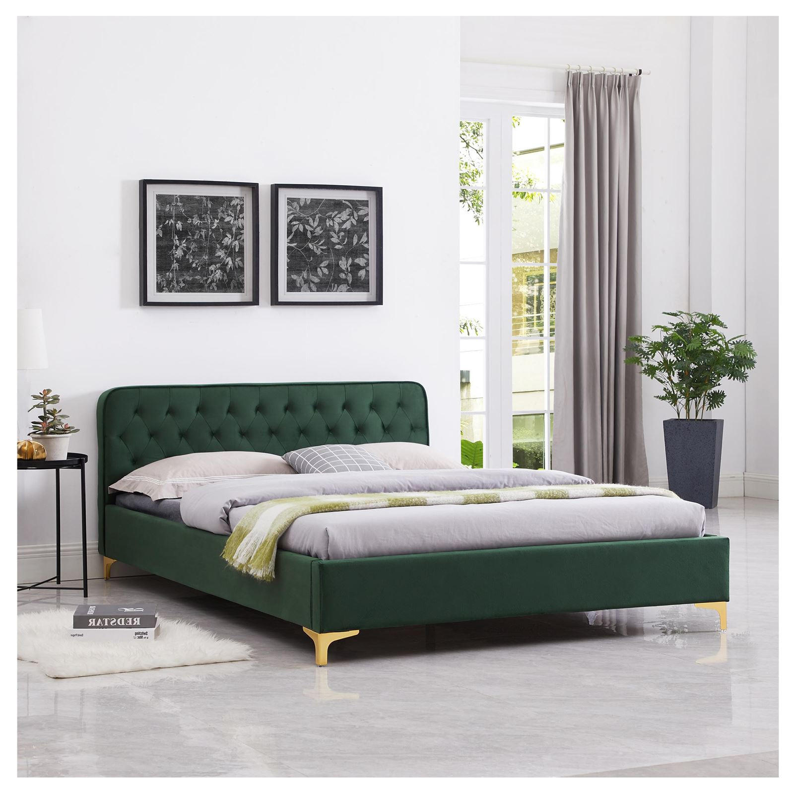POLSTERBETT GLAMOUR 140X200 CM - Grün, Textil (140/200cm) - CARO-Möbel