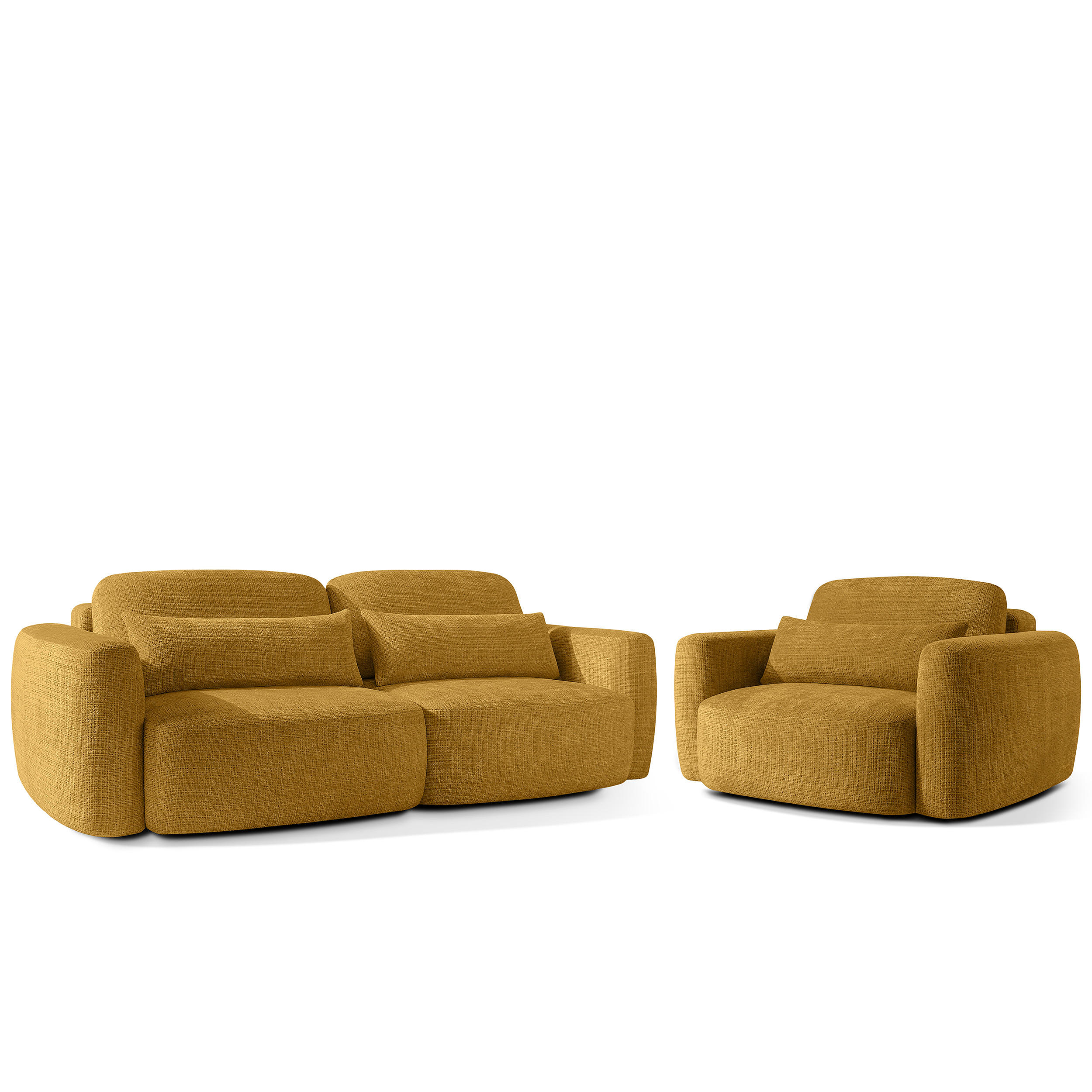 SITZGARNITUR ELOSA - Gelb, Holz/Textil (245/85/115cm) - KONSIMO®