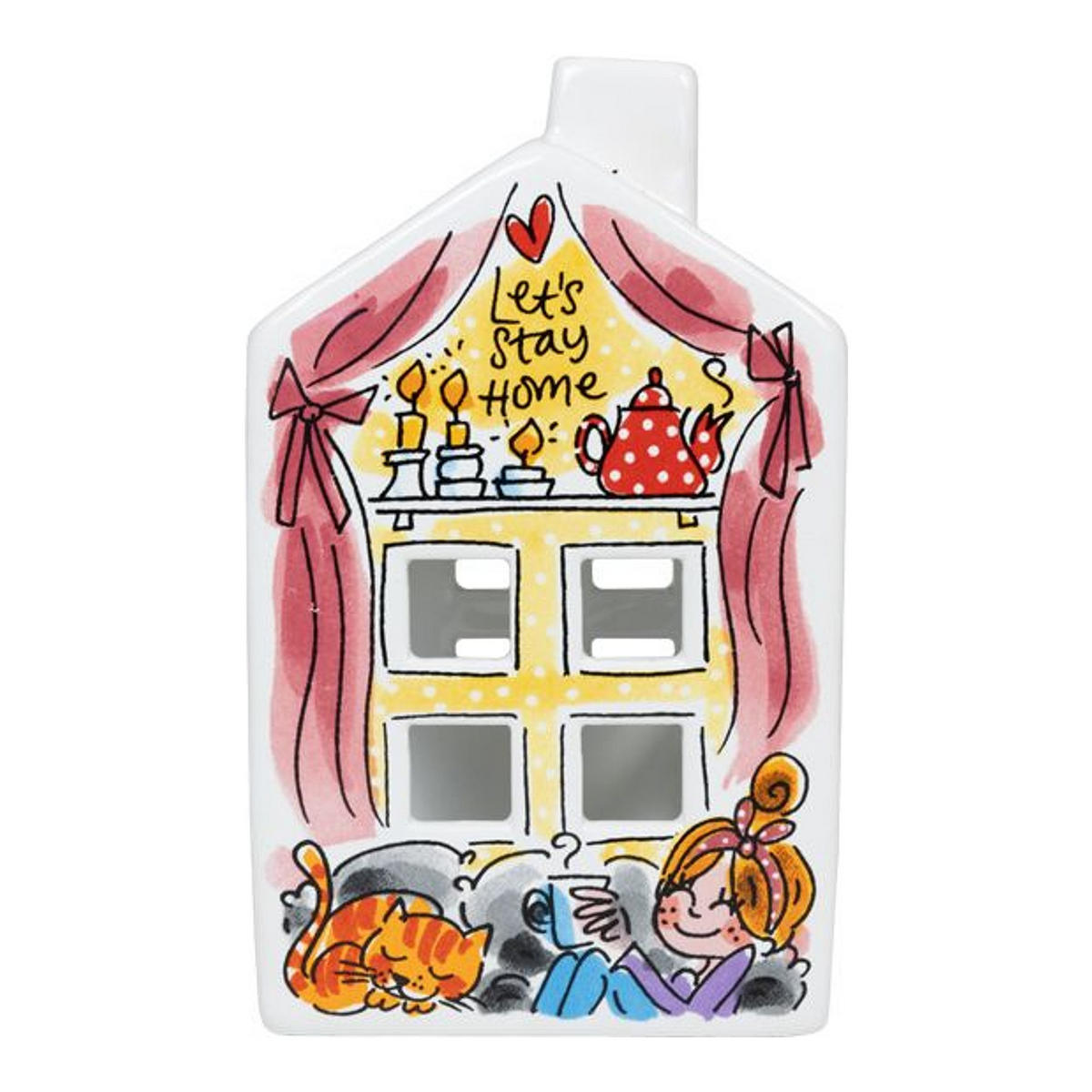 TEELICHTHALTER Zuhause in Bunt - 14,5cm - Multicolor, Keramik (8.5/14.5/8.3cm) - Blond Amsterdam