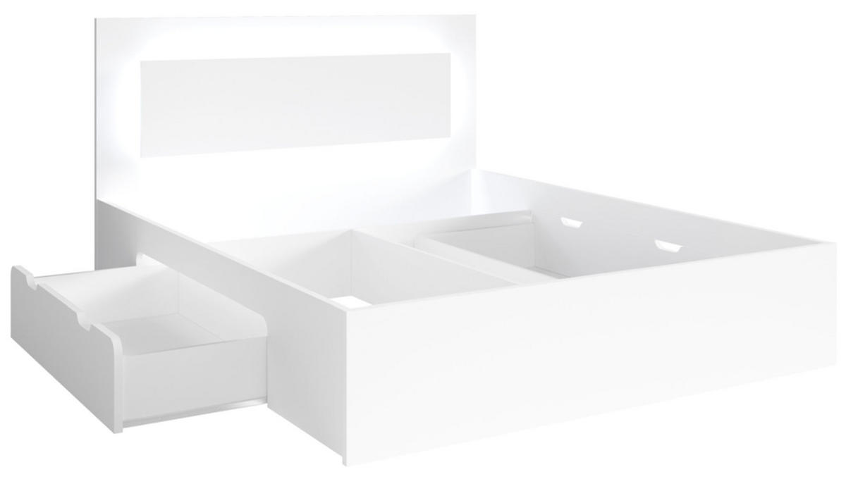 SCHLAFZIMMER-SET Fino mit Lattenrahmen weiß 4-teilig - Weiß, Holz/Holzwerkstoff (180/200cm) - Feldmann-Wohnen