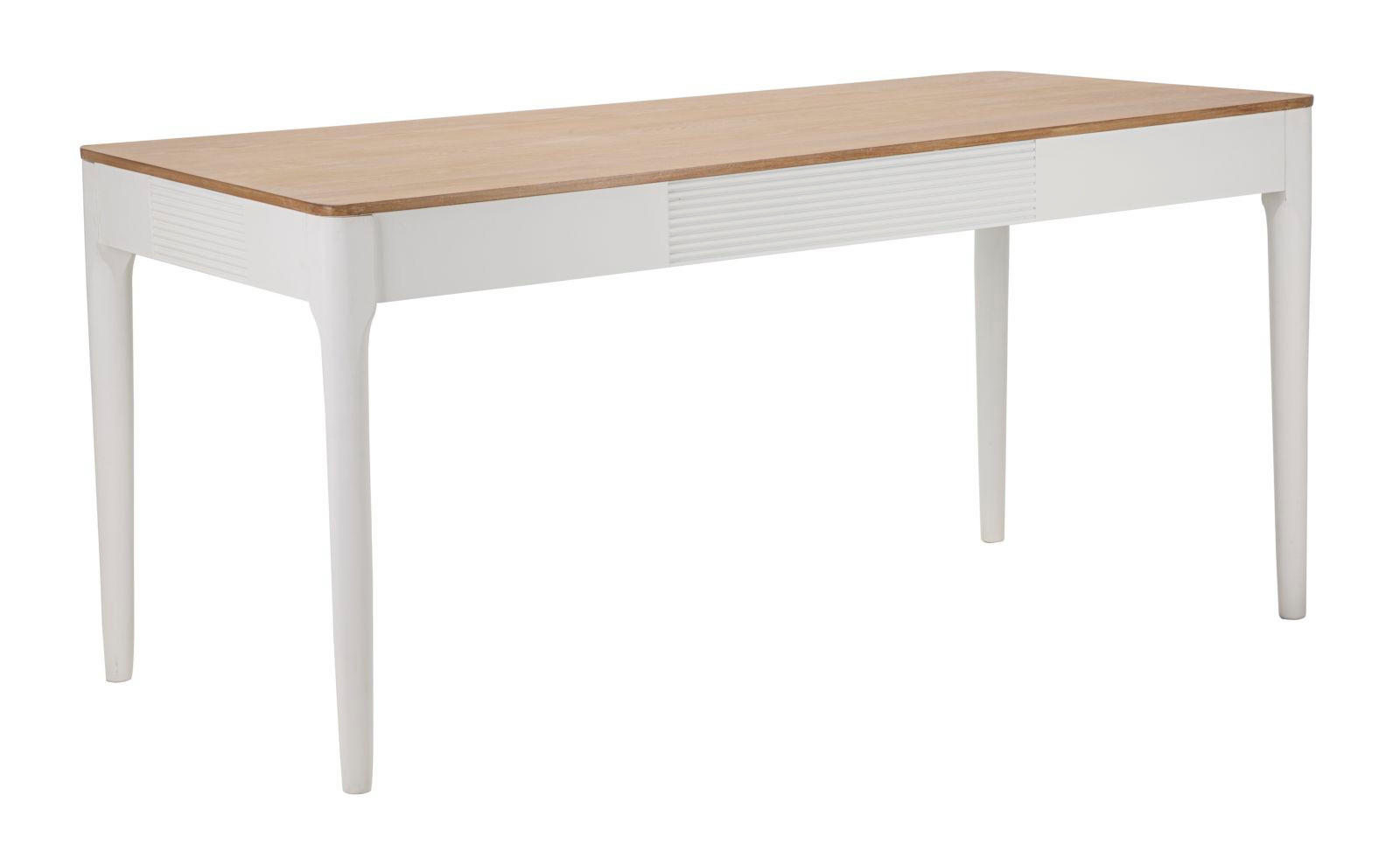ESSTISCH Matera, weiß und braun, Eschenholz, Kiefernholz, MDF und Eisen, 180 x 90 x 80 cm - Weiß/Braun, Holz/Holzwerkstoff (90/180/80cm) - Mauro Ferretti