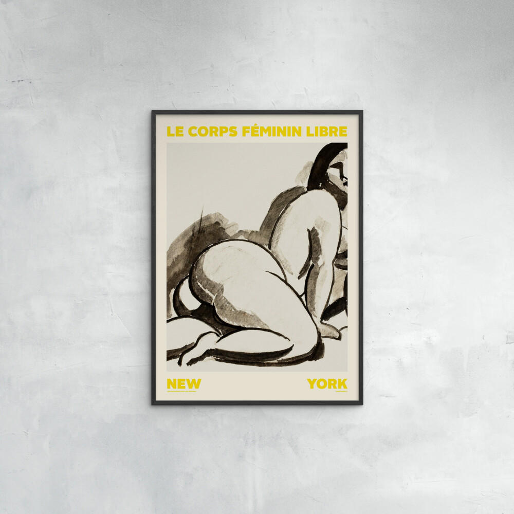 POSTER mit Rahmen Arch Atelier - Féminin Libre 01 - Gelb/Schwarz, Holz/Papier (70/100cm) - Poster&Frame