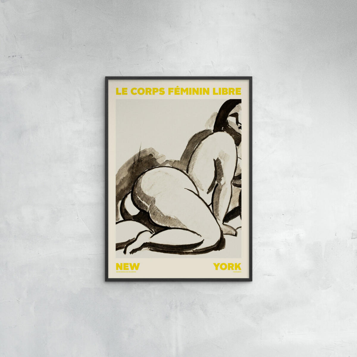 POSTER mit Rahmen Arch Atelier - Féminin Libre 01 - Gelb/Schwarz, Holz/Papier (70/100cm) - Poster&Frame