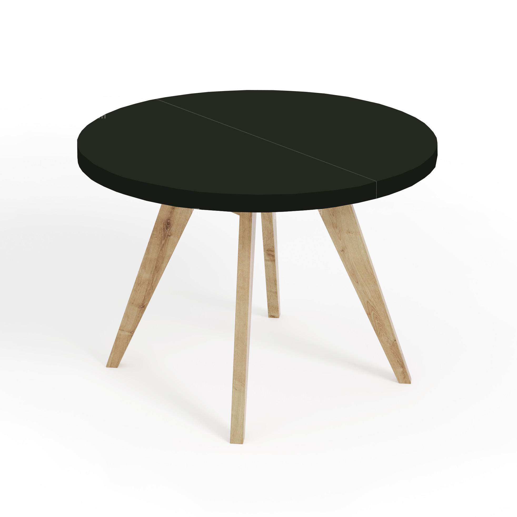 ESSTISCH LORA, Durchmesser: 110 / 210 cm Schwarz / Buche Natur - Buchefarben/Schwarz, Holz (110/210/76cm) - Dekori_Interiors