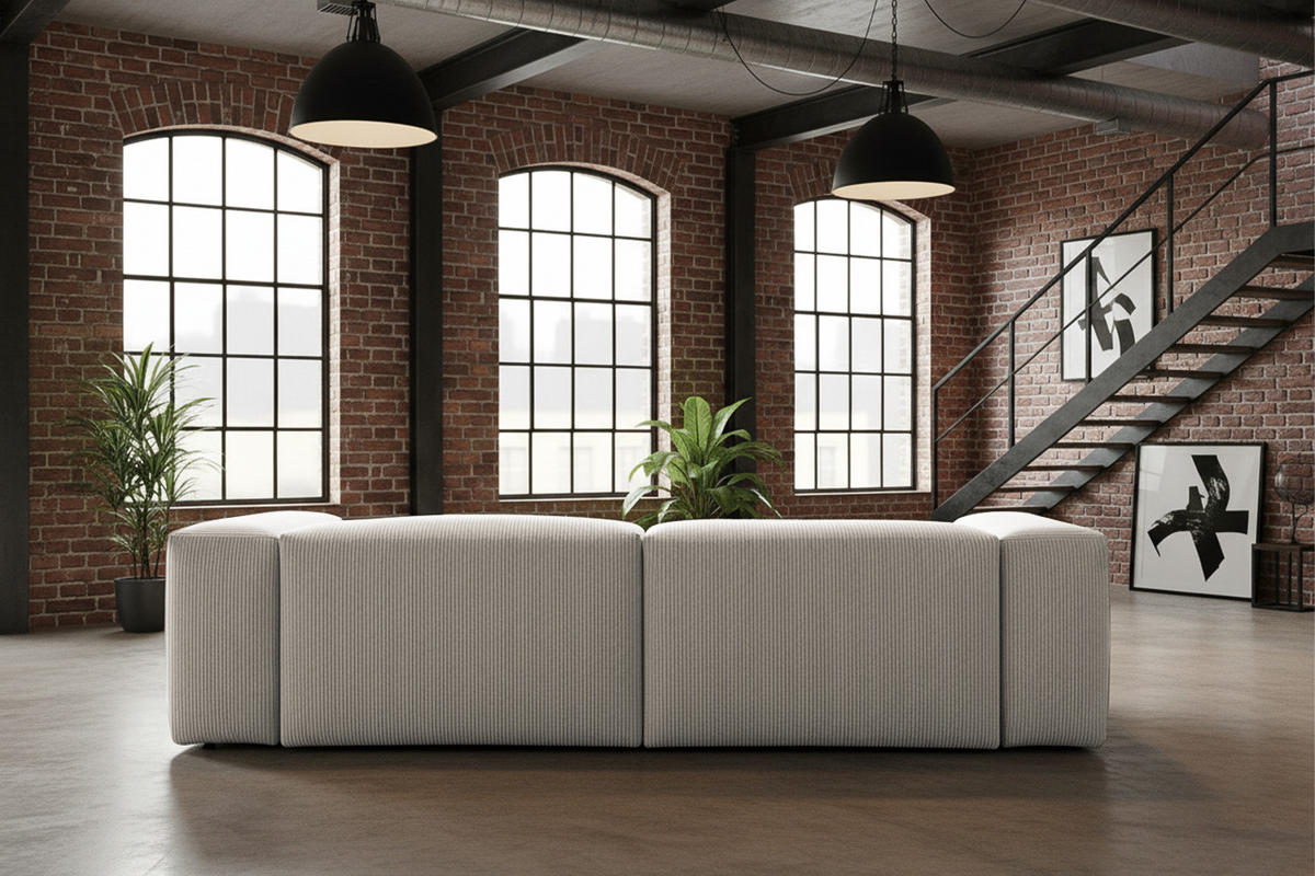 SOFA CELESTE Hellgrau Cord - Hellgrau/Schwarz, Kunststoff/Textil (302/72/114cm) - KAWOLA