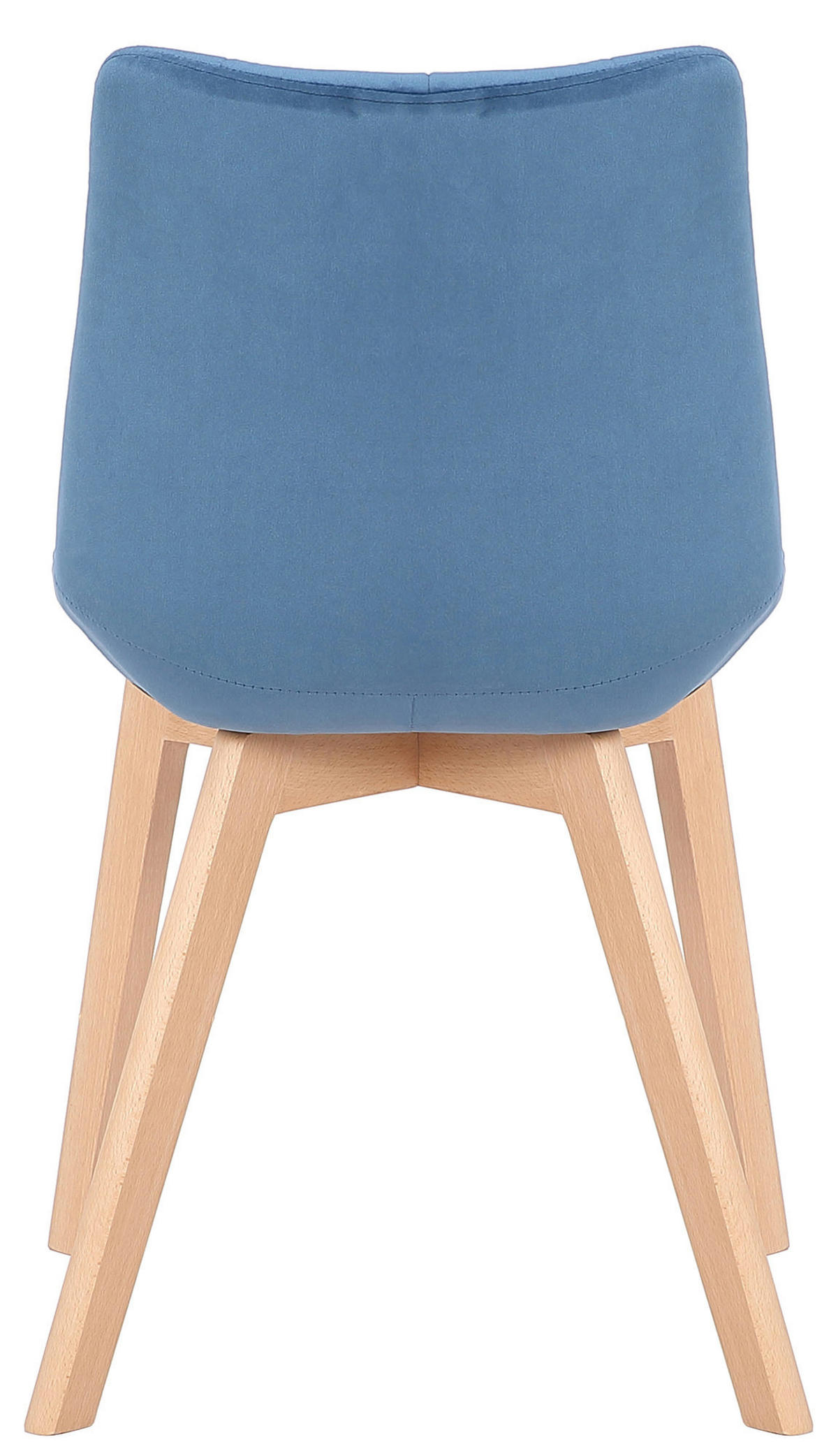 STUHL Samt Blau - Blau/Eukalyptusholzfarben, Holz/Textil (46/82/61cm) - CLP