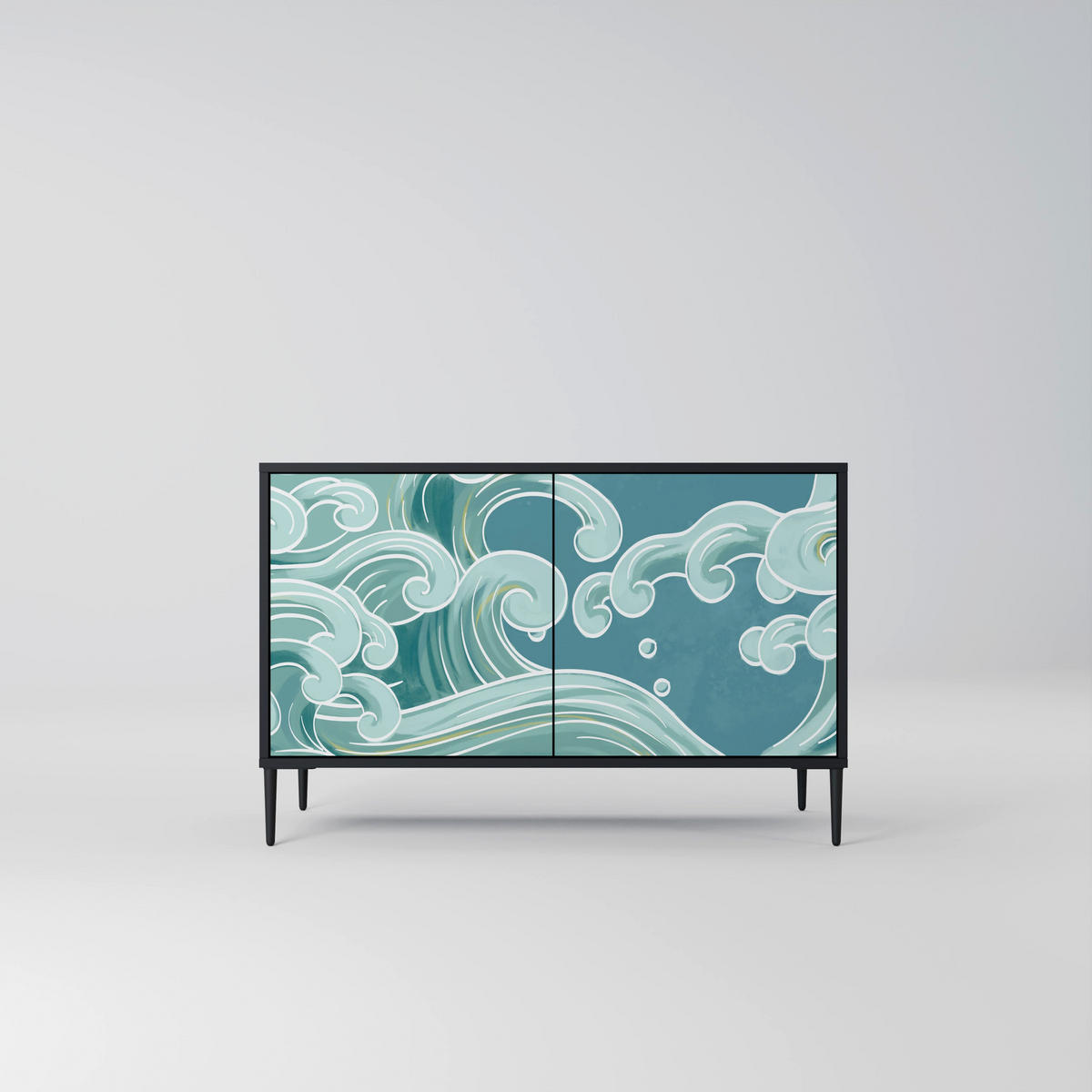SIDEBOARD ASIAN SWAY, Eicheneffekt, 111x42x77,5 cm, 2 Türen - Eichefarben/Buchefarben, Holzwerkstoff/Buchenholz (111/77.5/42cm) - SpaceRebels