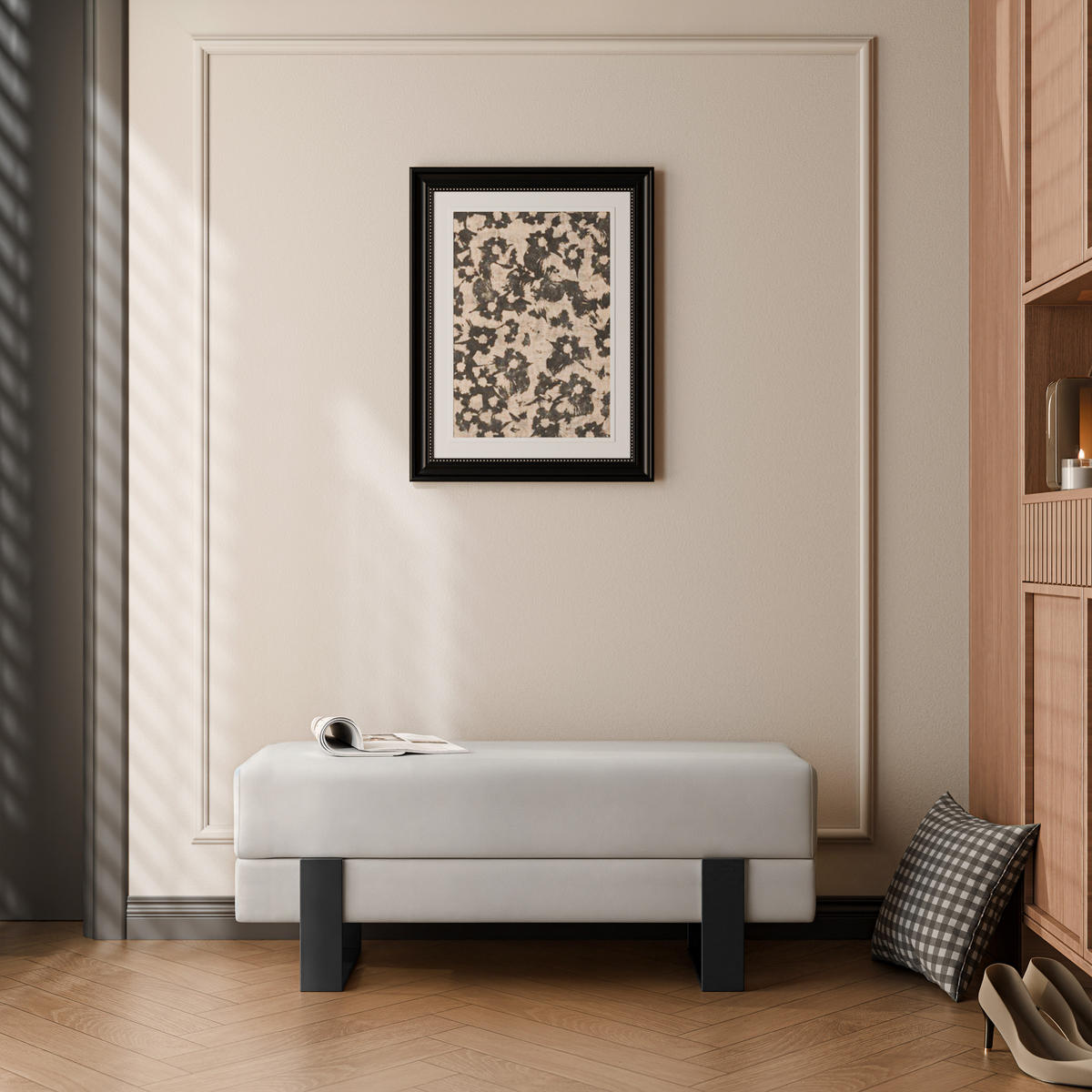 POLSTERBANK RIVA 100 cm Schwarz / Grau ,Metallgestell - Grau, Metall (100/47/35cm) - Idohome