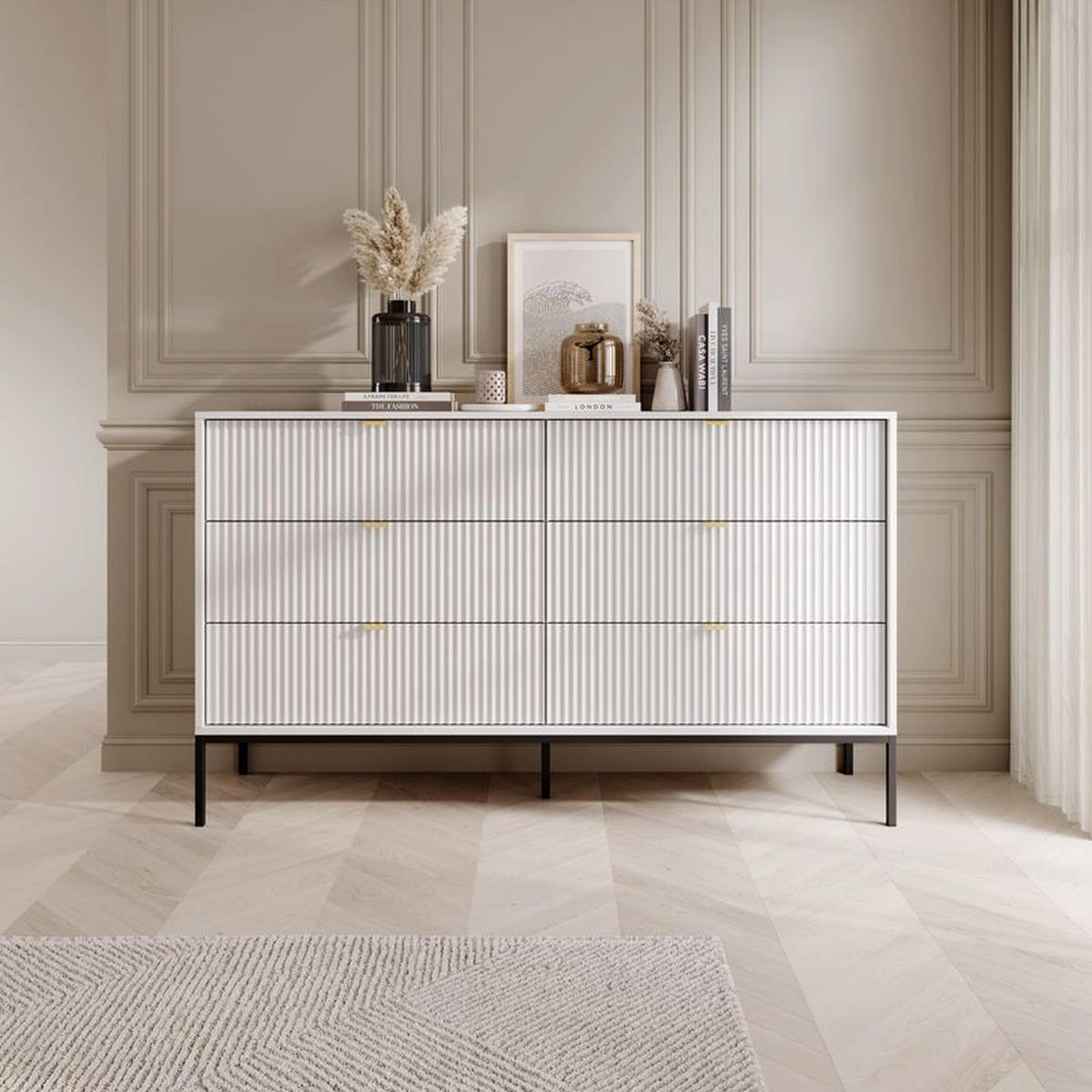 KOMMODE – NKS154 – 154 cm – NOVA – Weiß - Weiß, Holzwerkstoff (154/91/39cm) - hi-markt