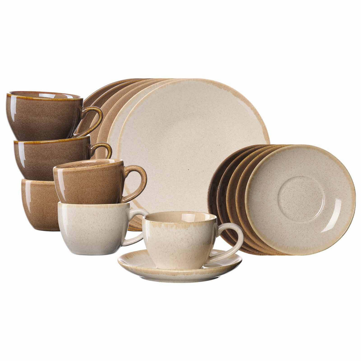 KAFFEESERVICE Sahara braun 18er Set - Braun, Keramik (1/1/1cm) - Ritzenhoff Breker