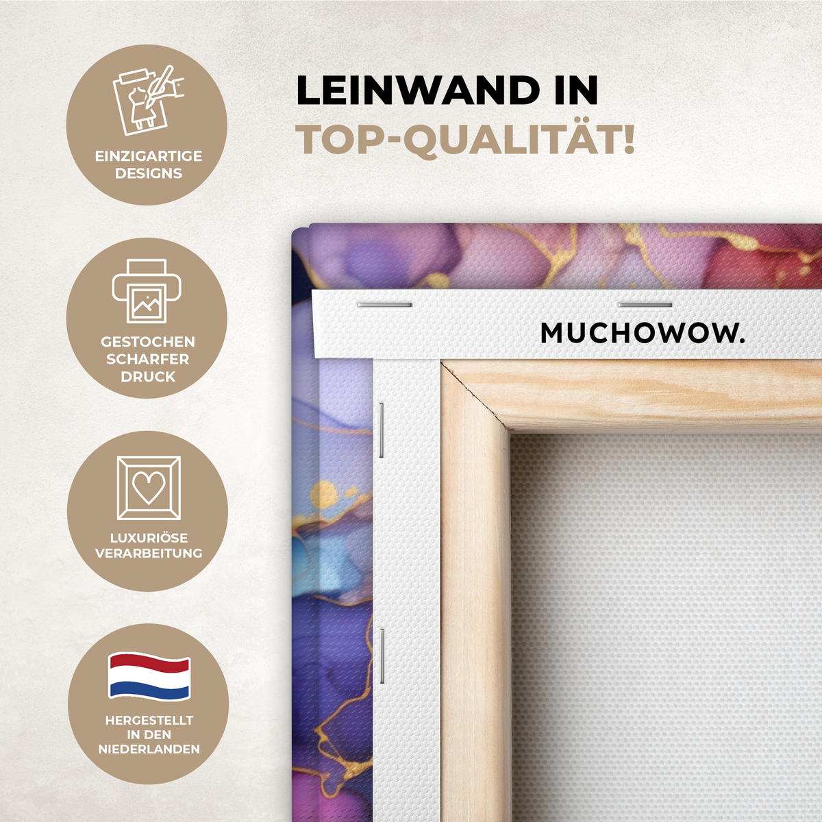 LEINWANDBILD Marmor - Bunt - Abstrakt 60x80 cm - Multicolor, Textil (60/80cm) - MuchoWow