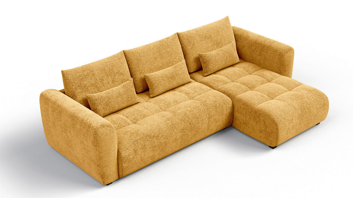 ECKSOFA SORENO 4-Sitzer, gelb - Gelb/Schwarz, Holz/Textil (293/171cm) - Courtois Laville