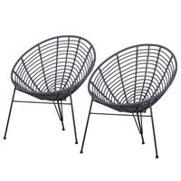 GARTENSESSEL - 2er-Set - Metall / Polyethylen - Blaugrau, Kunststoff/Metall (72/88/81cm) - home24