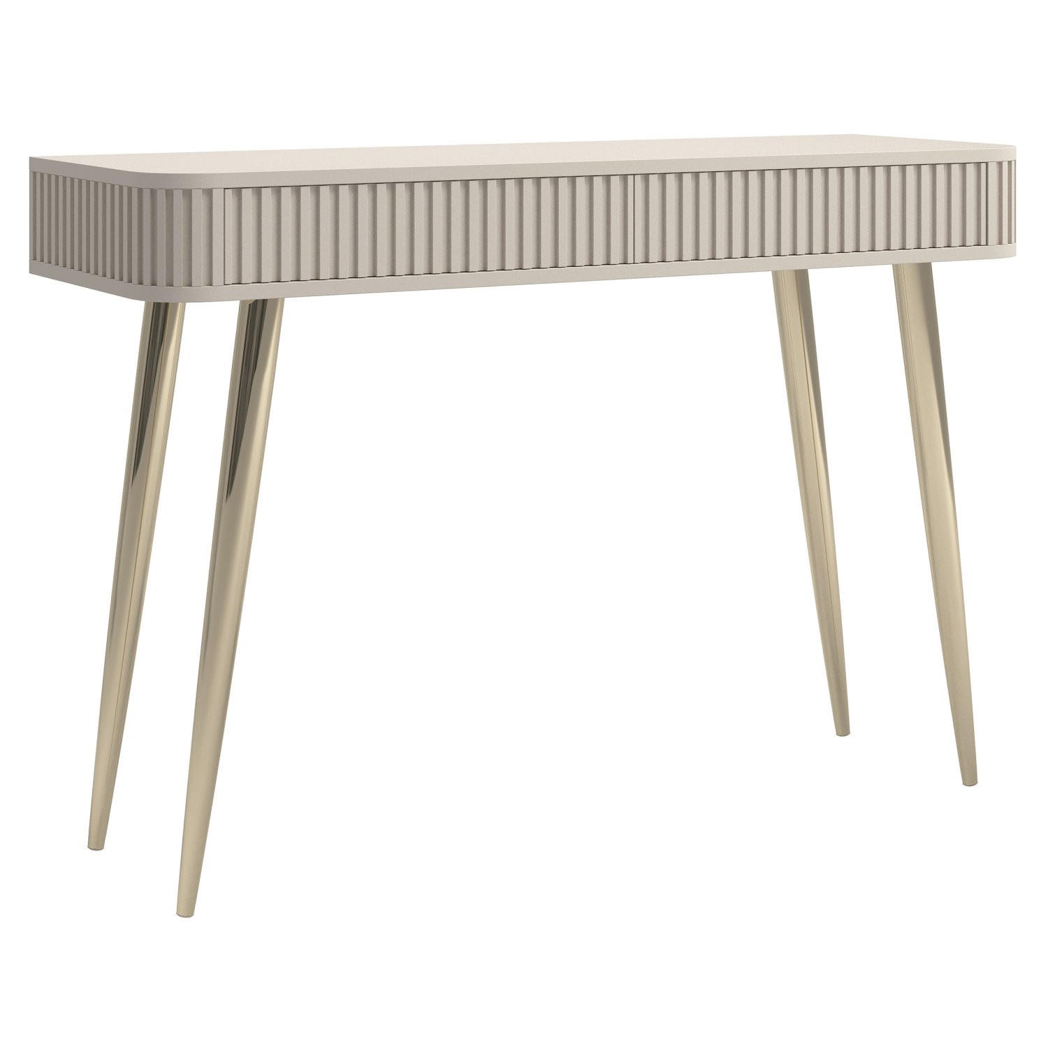 SCHMINKTISCH Ovarlo Greige mit 2 Schubladen 113 cm - Taupe/Goldfarben, Holzwerkstoff/Metall (38/113.2/77.9cm) - Selsey