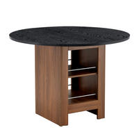 ESSTISCH 100/76 cm Walnuss/Schwarz aus MDF mit Stauraumfächern - Schwarz, Holzwerkstoff (100/100/76cm) - OKMYHOME