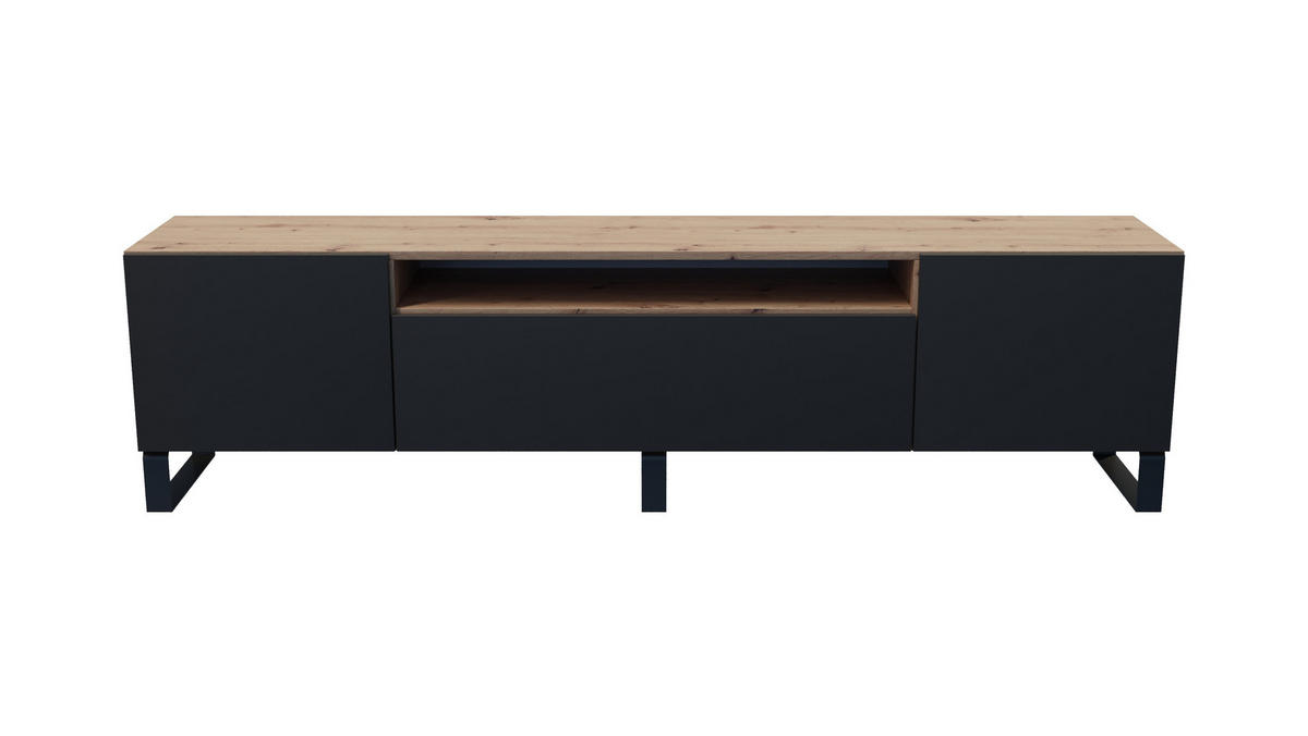 TV-SCHRANK Lyon III 200 cm, dreitürig, artisan, schwarz - Schwarz/Eiche Artisan, Kunststoff (200/53/41cm) - Margaret Hadas24