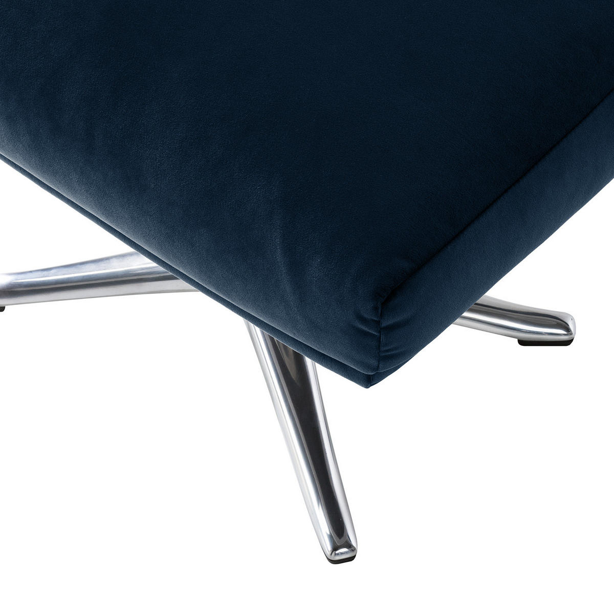 HOCKER mit Kreuzfuß - Chromfarben/Dunkelblau, Textil/Metall (54/41/41cm) - home24