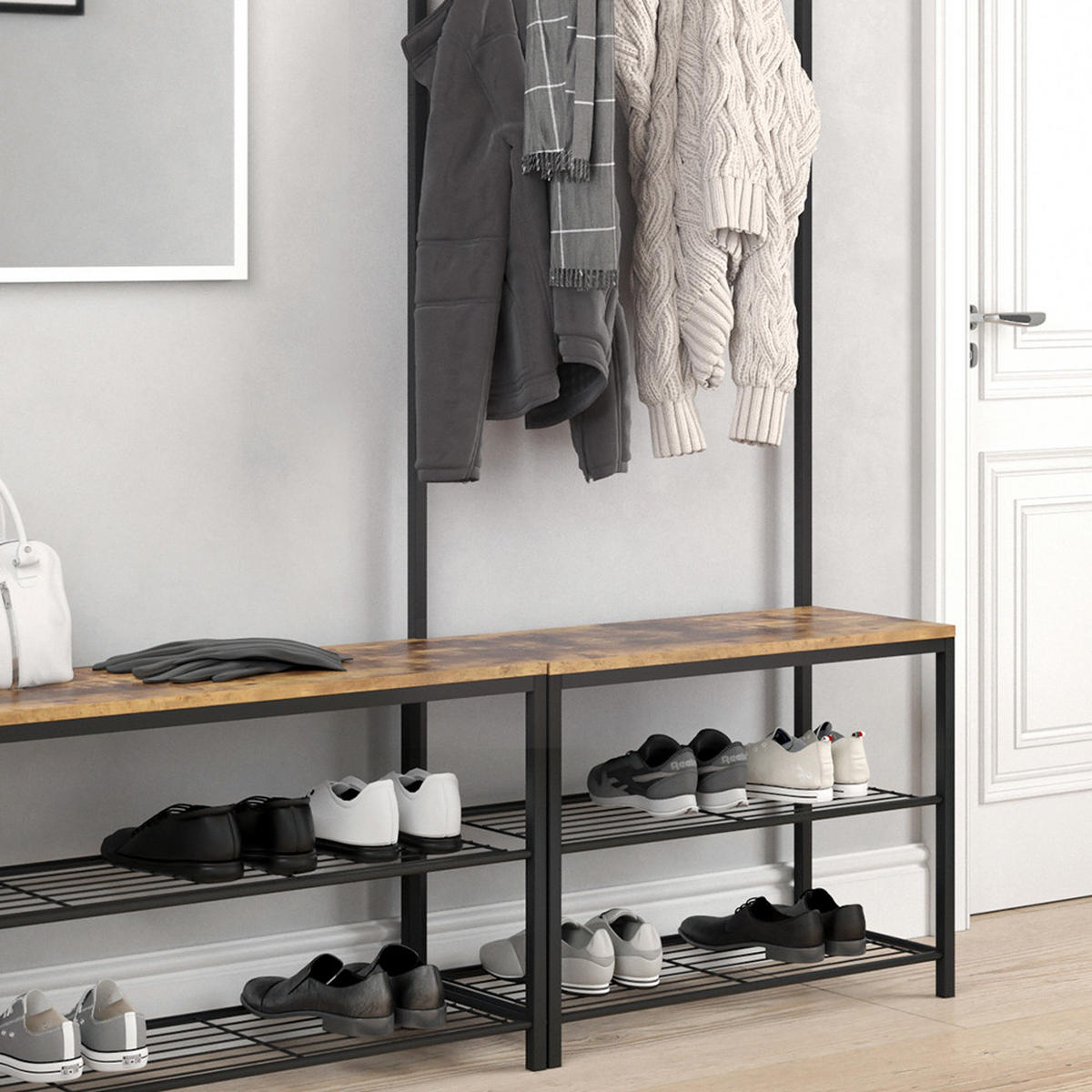 WANDGARDEROBE Fyrk Antikholz 70 x 190 cm - Alteiche/Schwarz, Holzwerkstoff (70/190/30cm) - Vicco