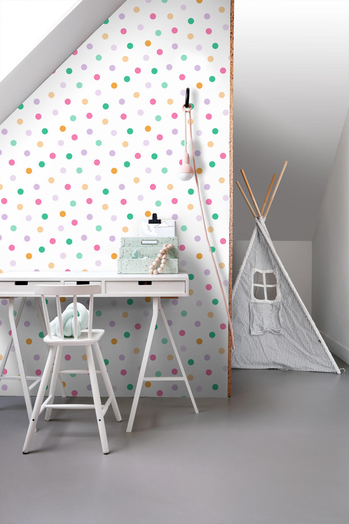 TAPETE Punktmuster 50 x 900 cm - Weiß, Papier (50/0.1cm) - ESTAhome