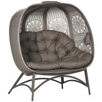GARTENSTUHL 2-Sitzer DE-08343 klappbar mit Blumenmuster Sand - Sandfarben, Metall (75/142/126cm) - ComfortXL