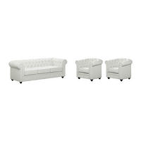 SOFA 3-Sitzer und 2 Sessel - Kunstleder - Weiß - CHESTERFIELD - Weiß, Leder (205/72/88cm) - Vente-Unique
