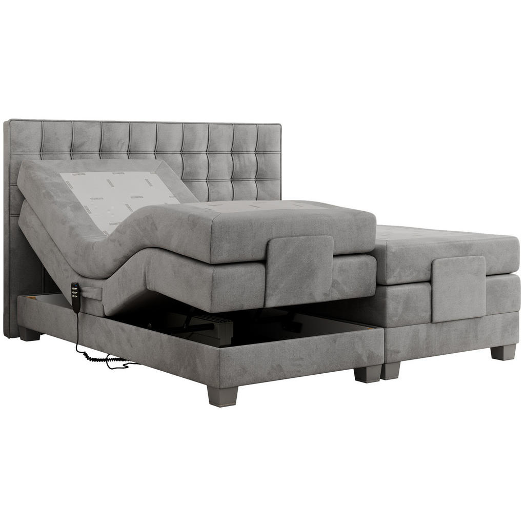 MKS POSTEL BOXSPRING ELEKTRO 200/200 - Světle šedá Samet - H3