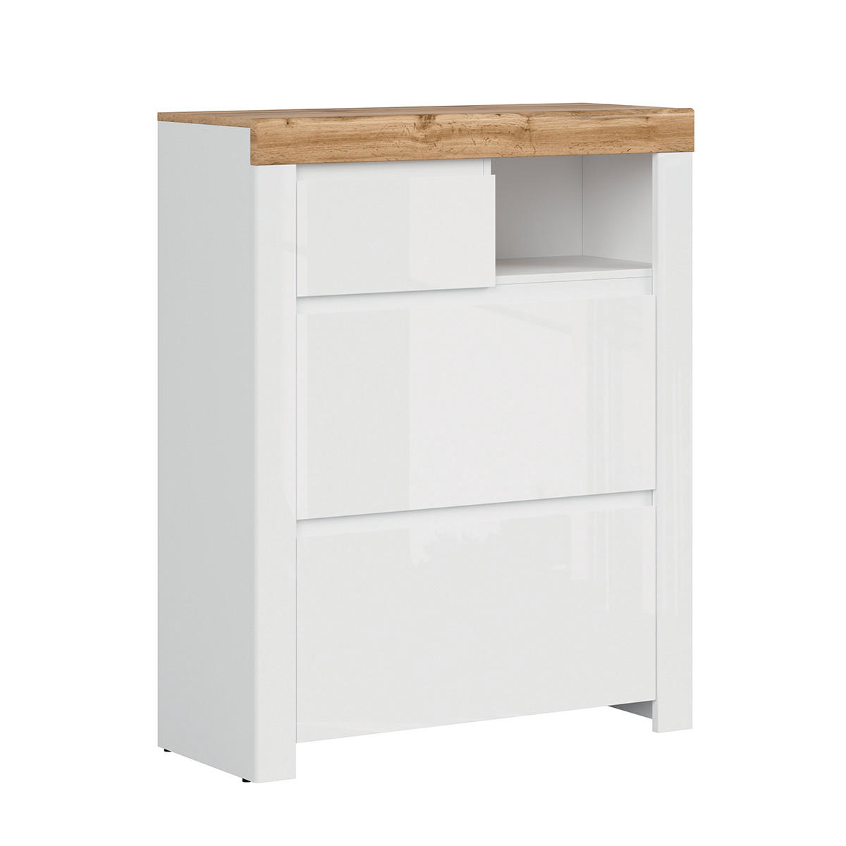 SCHUHMÖBEL Hella Weiß und Holz - Weiß, Holzwerkstoff (92/115/37cm) - Petits-meubles