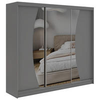 SCHWEBETÜRENSCHRANK mit Schubladen 240 - VERONA - Grau mit Spiegel - Alufarben/Grau, Holzwerkstoff/Metall (240/216/61cm) - MKS