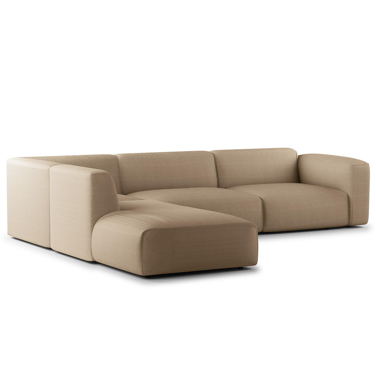 3-SITZER ECKSOFA mit Recamiere - Taupe/Schwarz, Kunststoff/Textil (295/231cm) - home24