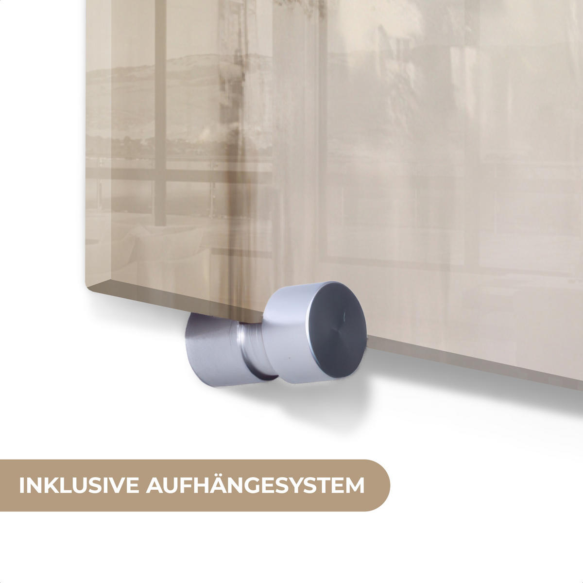 ACRYLGLASBILD Moderne Kunst - Abstrakt - Beige 60x120 cm - Beige, Glas (60/120cm) - MuchoWow