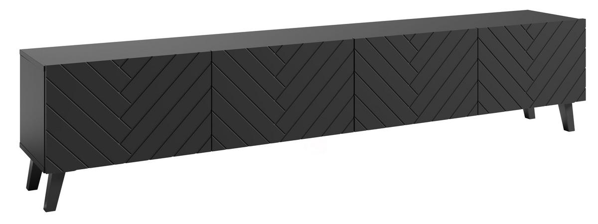 LOWBOARD Phuket Graphit Schwarz / Fischgrätenmuster 190 / 32 / 39 cm - Graphitfarben/Schwarz, Holz/Holzwerkstoff (190/39/32cm) - Feldmann-Wohnen