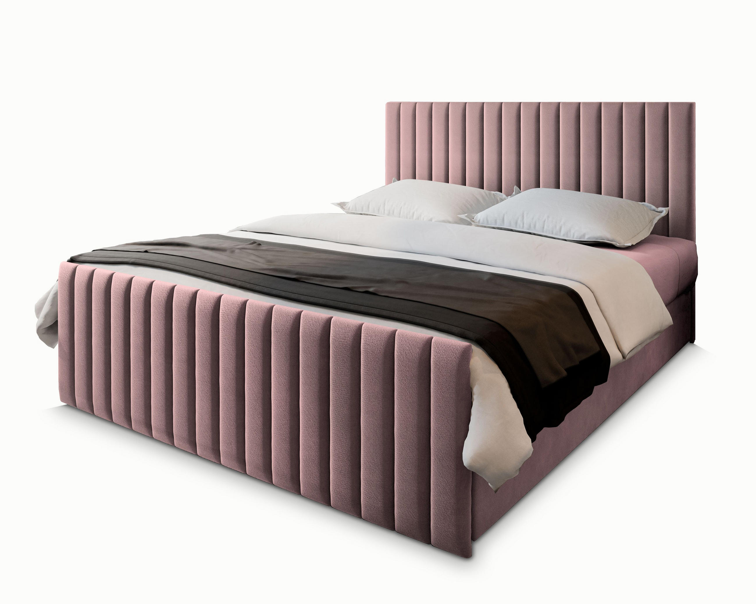 BOXBETT ARION 140x200 cm mit Matratze und Topper, H2+H3 - Rosa - Rosa, Holz (140/200cm) - MASSENO