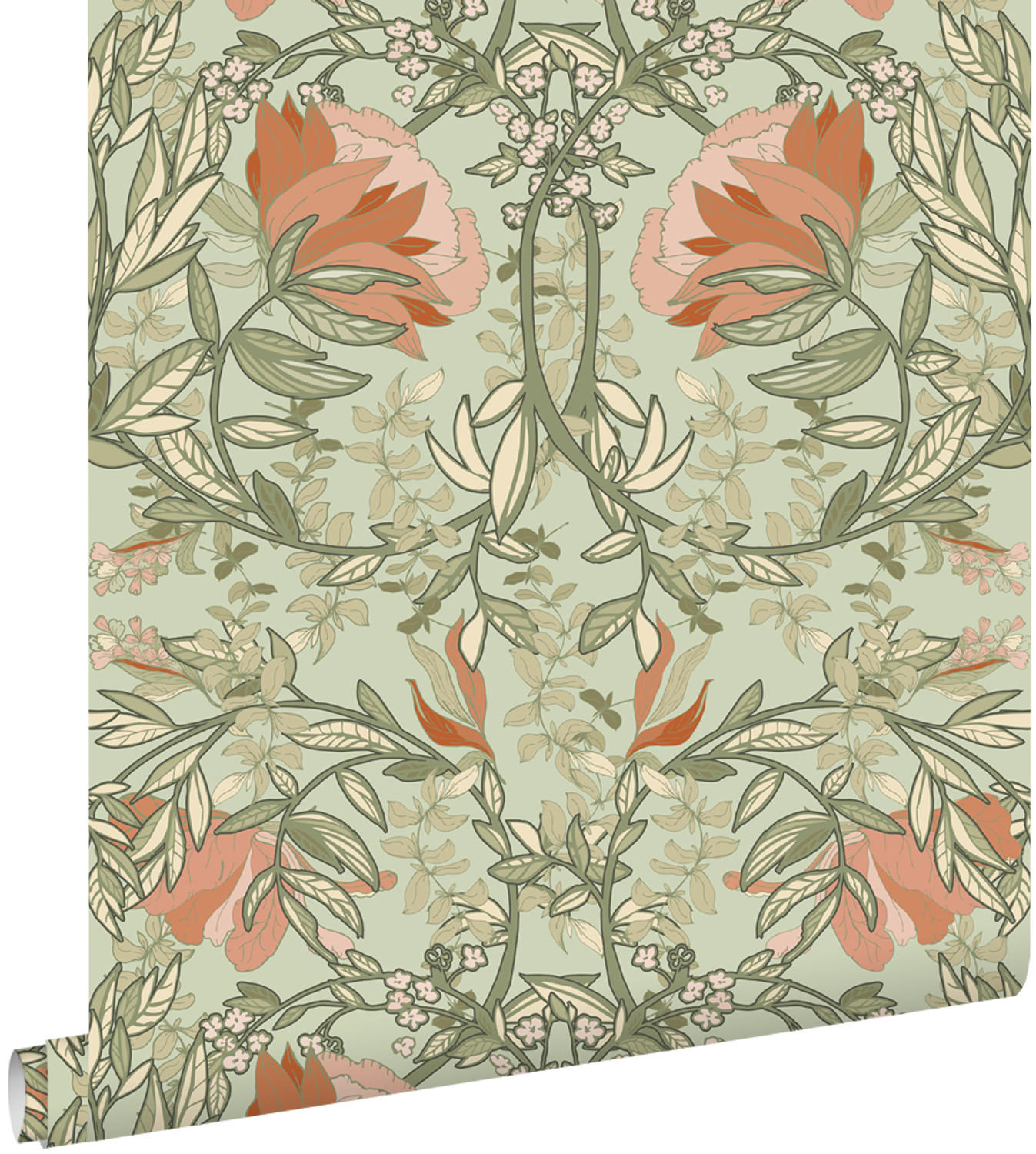 TAPETE Blumenmuster im Jugendstil 50 x 900 cm - Grün, Papier (50/900cm) - ESTAhome