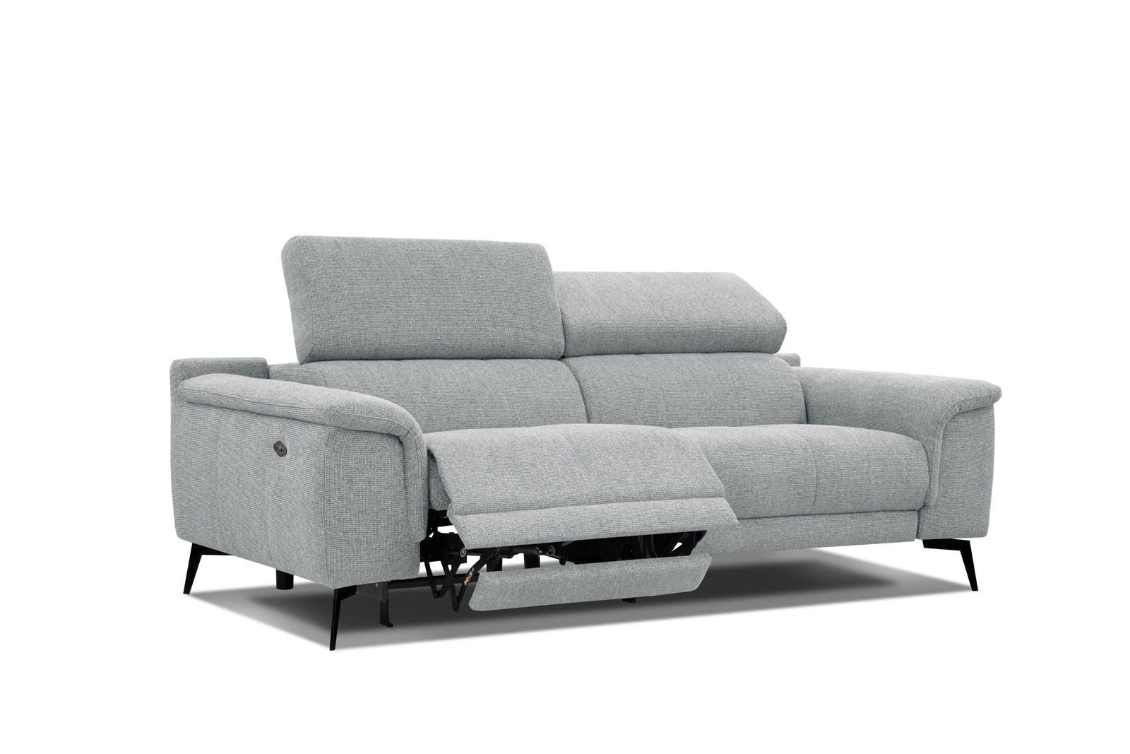 RELAXSOFA FIERO 3-Sitzer mit 1 Relaxfunktion, silberfarben - Silberfarben/Schwarz, Holzwerkstoff/Textil (212/82/103cm) - Courtois Laville