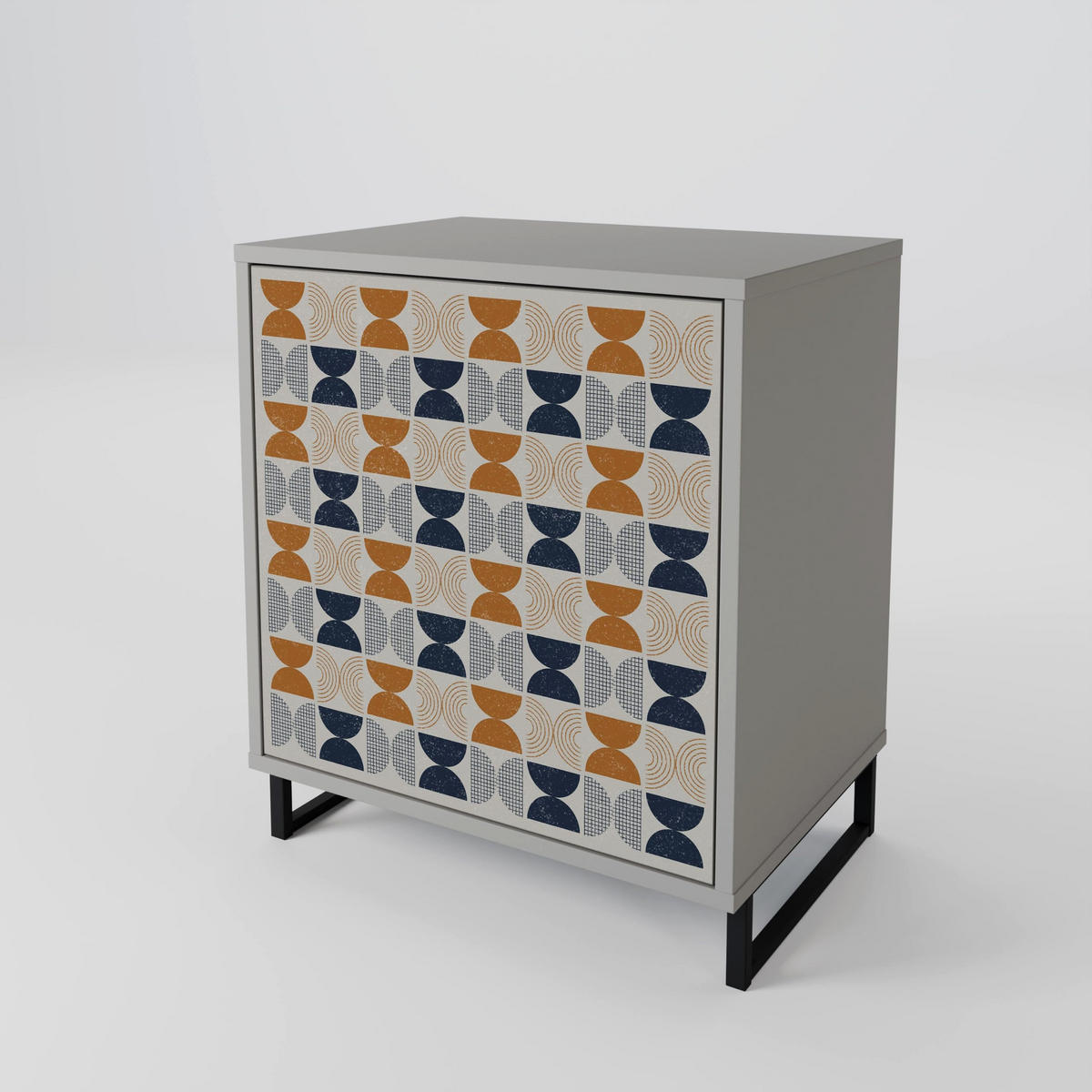 SIDEBOARD REFLECTION RANGE, Grau, 57,5x42x75,5 cm, Goldfarbene Metallfüße - Goldfarben/Multicolor, Holzwerkstoff/Metall (57.5/75.5/42cm) - SpaceRebels