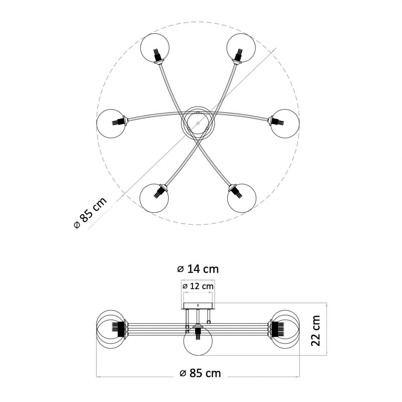 DECKENLEUCHTE Estrela, Schwarz, Gold und Weiß, 85cm - Goldfarben, Glas (85/85/22cm) - KOSILUM